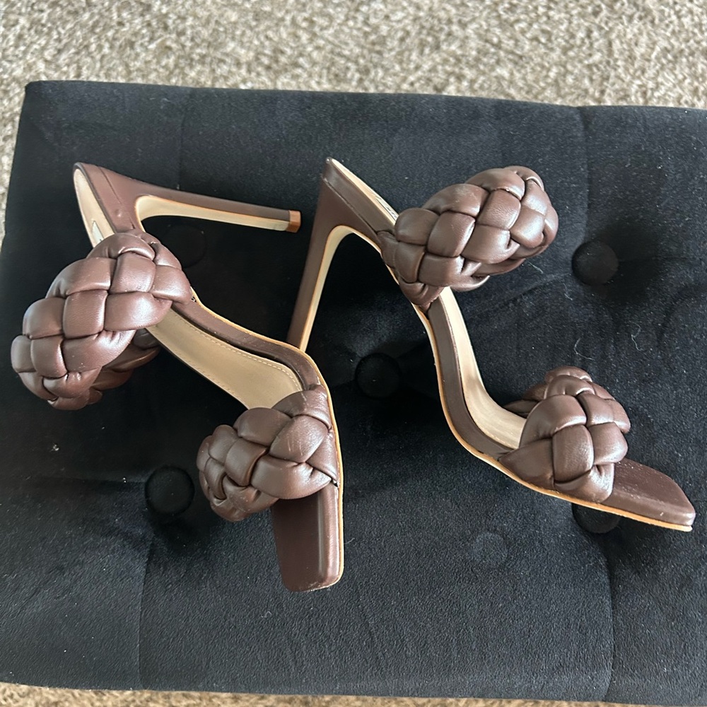 Steve Madden Chocolate Braided Heels - Picture 3 of 10